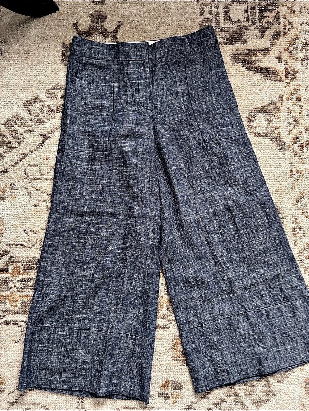 Ann Taylor Linen Blend Wide Leg Pants in Blue Size 6 Like New